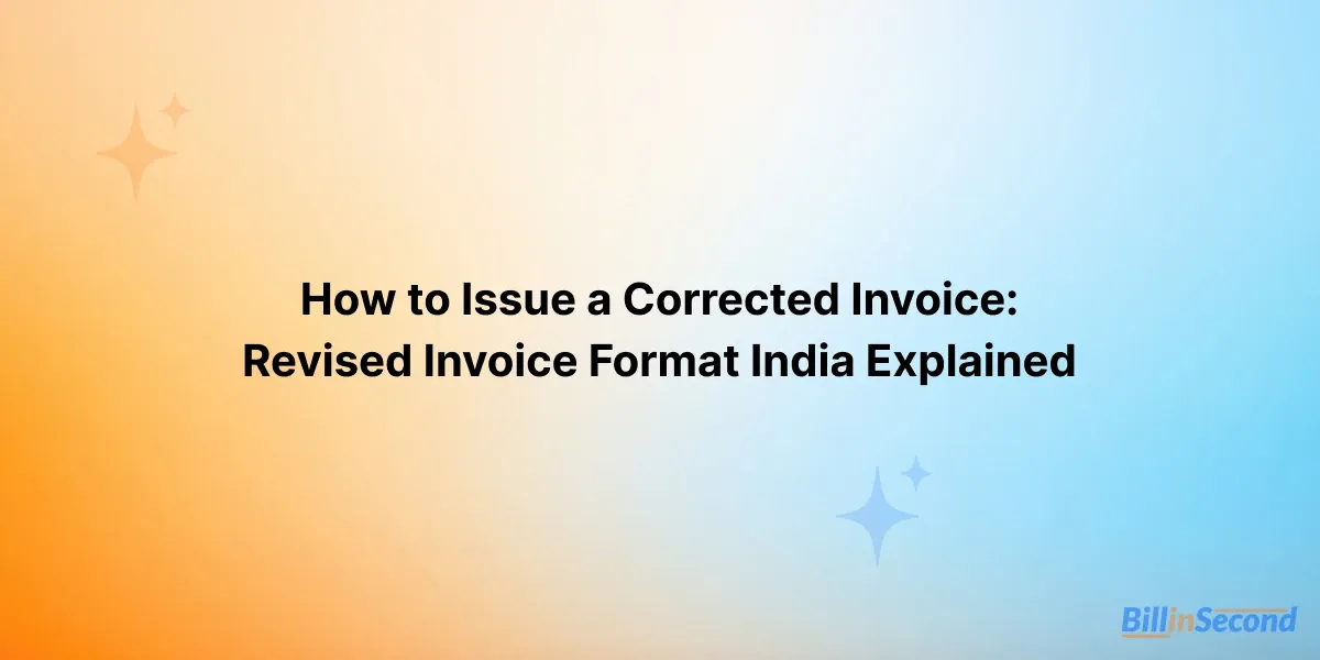 How to Issue a Corrected Invoice: Revised Invoice Format India Explained